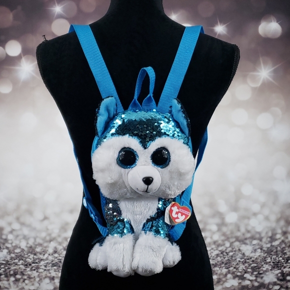TY Original Wear Handbags - NWT TY Husky Wolf Sequin Backpack